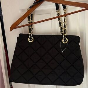 New without tag:  Talbots Black Quilted Shoulder Bag with Gold Chain